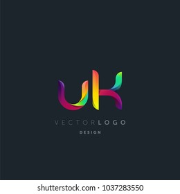 Letters U K, U & K logo, multi colour letters icon vector template.