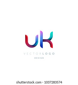 Letters U K, U & K logo, multi colour letters icon vector template.