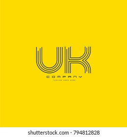 Letters U & K, UK joint logo icon. Stroke letter vector element.