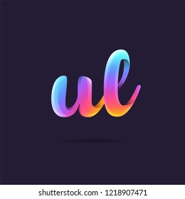 Letters U & L 3D logo, multi colour gradient letters icon vector template.
