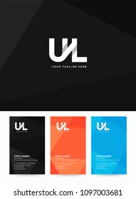 Letters U & L joint logo, emblem or icon with business card vector template.