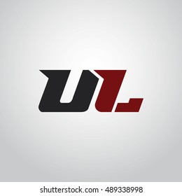 The letters U and L logo automotive black and red colored