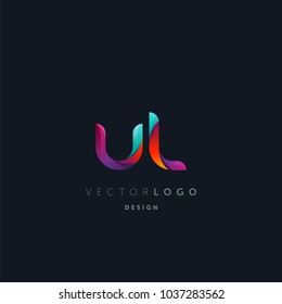 Letters U L, U & L logo, multi colour letters icon vector template.