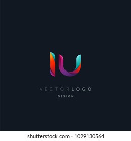 Letters I U, I & U logo, multi colour letters icon vector template.

