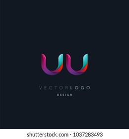 Letters U U, U & U logo, multi colour letters icon vector template.