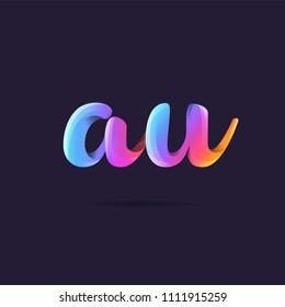 Letters A U, A & U logo, multi colour letters icon vector template.