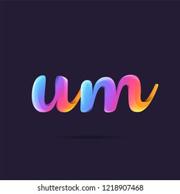 Letters U & M 3D logo, multi colour gradient letters icon vector template.
