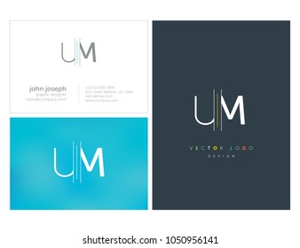 Letters U M, U & M joint logo icon with business card vector template.