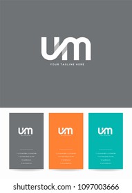 Letters U & M joint logo, emblem or icon with business card vector template.