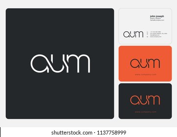 Letters A U M Joint logo icon with business card vector template.