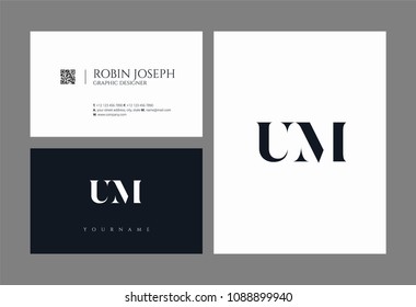 Letters U & M logo icon with business card vector template.
