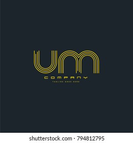 Letters U & M, UM joint logo icon. Stroke letter vector element.