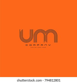 Letters U & M, UM joint logo icon. Stroke letter vector element.