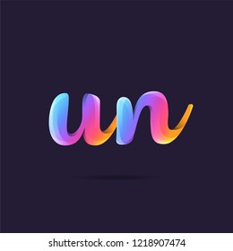 Letters U & N 3D logo, multi colour gradient letters icon vector template.
