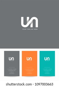 Letters U & N joint logo, emblem or icon with business card vector template.