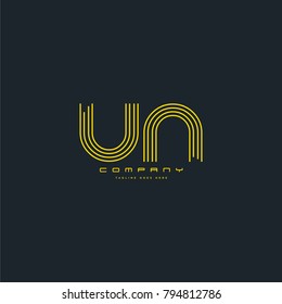 Letters U & N, UN joint logo icon. Stroke letter vector element.