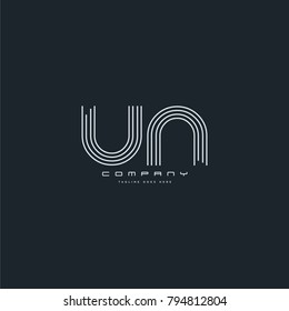 Letters U & N, UN joint logo icon. Stroke letter vector element.