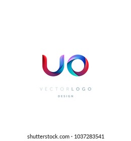 Letters U O, U & O logo, multi colour letters icon vector template.