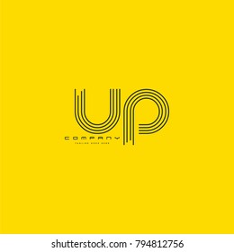 Letters U & P, UP joint logo icon. Stroke letter vector element.