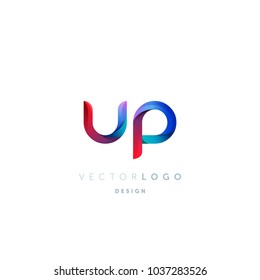 Letters U P, U & P logo, multi colour letters icon vector template.