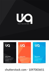 Letters U & Q joint logo, emblem or icon with business card vector template.