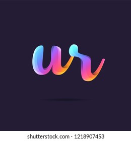 Letters U & R 3D logo, multi colour gradient letters icon vector template.

