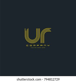 Letters U & R, UR joint logo icon. Stroke letter vector element.