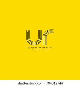 Letters U & R, UR joint logo icon. Stroke letter vector element.