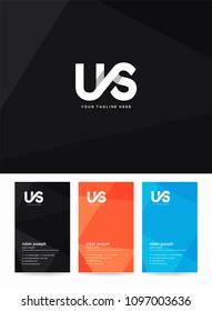 Letters U & S joint logo, emblem or icon with business card vector template.