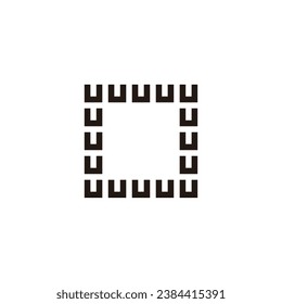 Buchstaben U Quadrate, geometrisches Rahmensymbol, einfaches Logo, Vektorgrafik