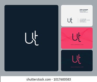 Letters U T, U & T joint logo icon with business card vector template.
