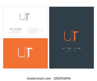 Letters U T, U & T joint logo icon with business card vector template.