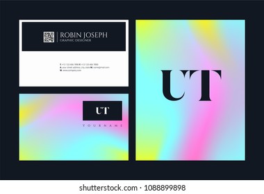 Letters U & T logo icon with business card vector template.
