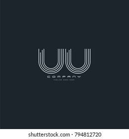 Letters U & U, UU joint logo icon. Stroke letter vector element.