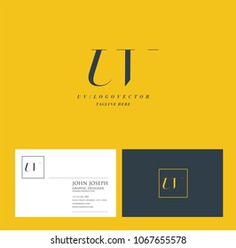 Letters U & V joint logo icon with business card vector template.
