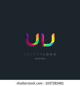 Letters U V, U & V logo, multi colour letters icon vector template.
