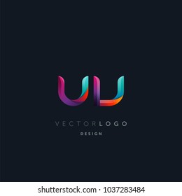 Letters U V, U & V logo, multi colour letters icon vector template.