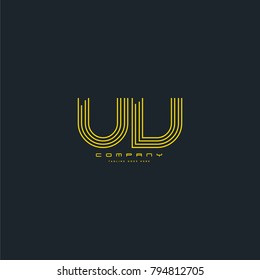 Letters U & V, UV joint logo icon. Stroke letter vector element.