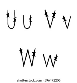 Letters U, V, W barbed wire