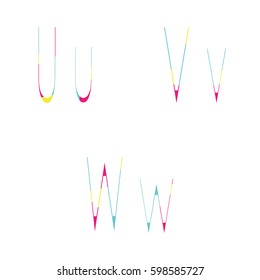 Letters U, V, W colored
