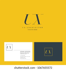 Letters U & X joint logo icon with business card vector template.
