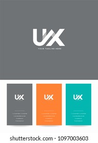 Letters U & X joint logo, emblem or icon with business card vector template.