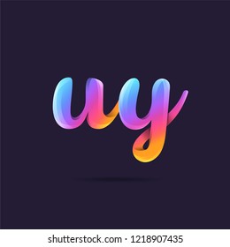 Letters U & Y 3D logo, multi colour gradient letters icon vector template.
