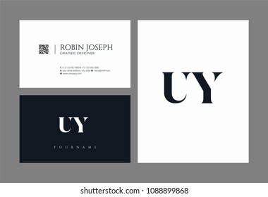 Letters U & Y logo icon with business card vector template.
