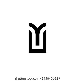 letters U and Y unique simple vector logo symbol