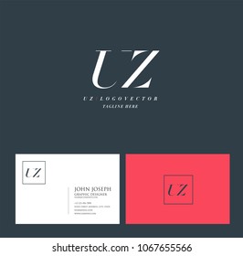 Letters U & Z joint logo icon with business card vector template.
