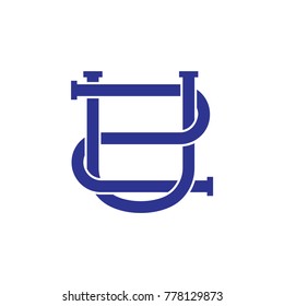 letters u2 linked design logo vector svg