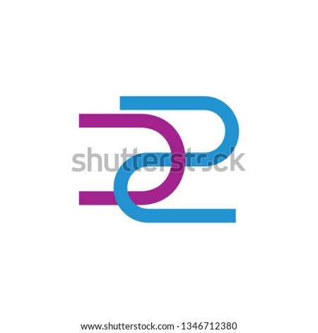 letters u2 simple line geometric logo vector