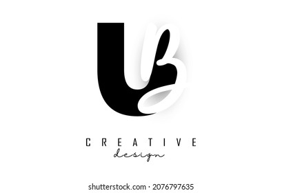 Letters UB logo with a minimalist design. Letters U and B with geometric and handwritten typography. Creative Vector Illustration with letters.