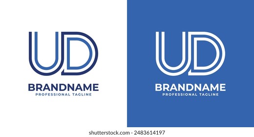 Letters UD Line Monogram Logo, suitable for business with UD or DU initials